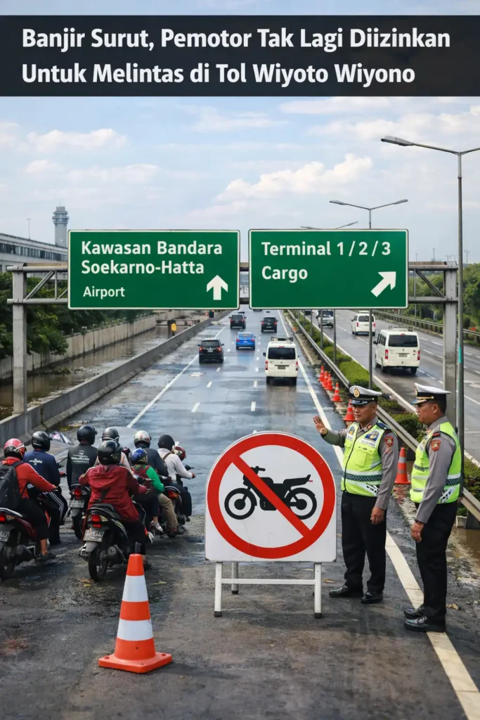 Banjir Surut, Pemotor Tak Lagi Diizinkan Untuk Melintas di Tol Wiyoto Wiyono